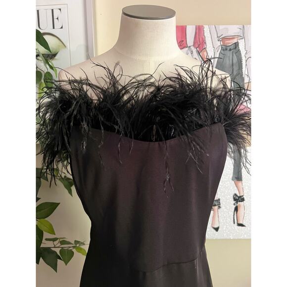 LPA Womens Black Strapless Aurora Feather Elegant Party Holiday Dress Sz XL - Picture 4 of 11